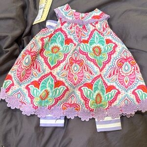 Floral Kids Matching Set with Purple Accents